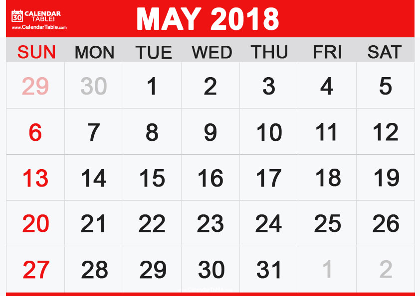 Calendar-May-2018-Landscape