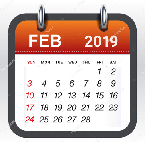 January 2019 monthly calendar vector illustration, simple and clean design.